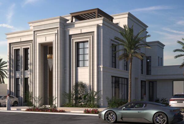 واجهة فيلا سكنية بطابع كلاسيكي معاصر في حي الربوة بالرياض من أعمال أساليب بلس